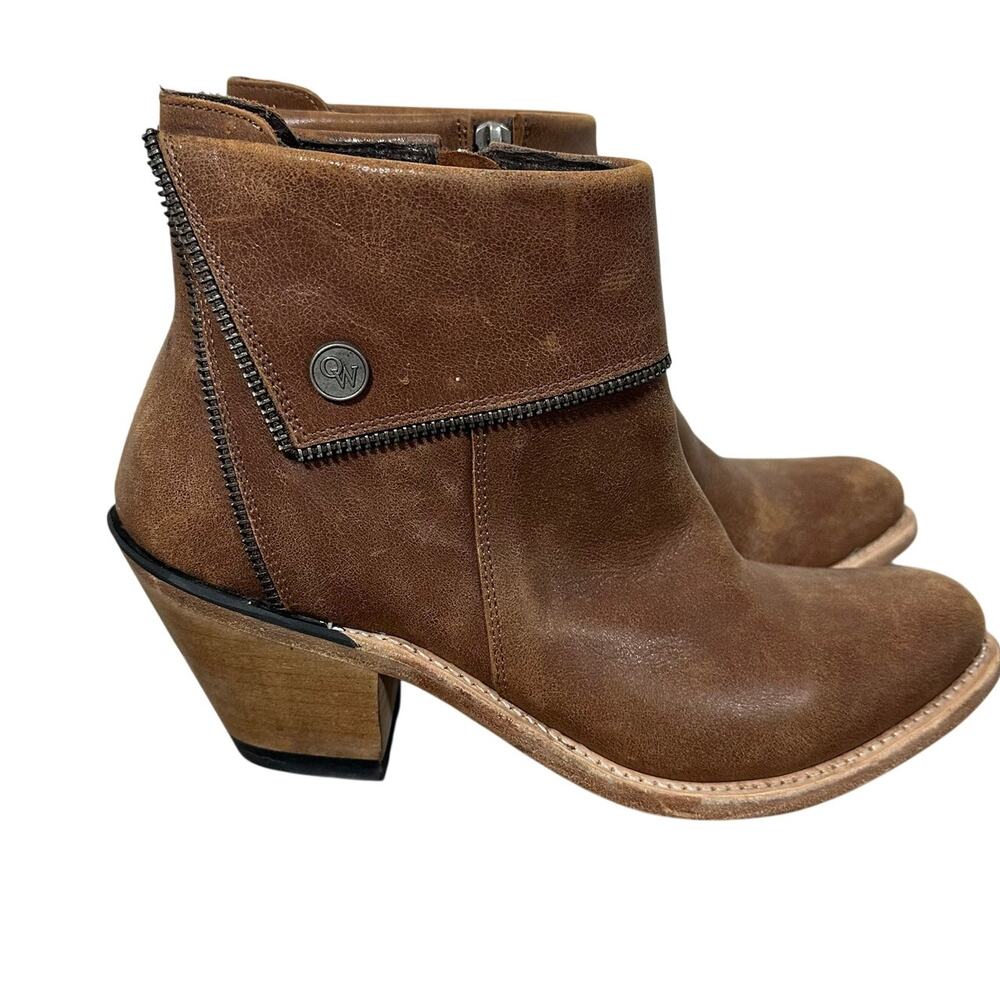 JAMA OLD WEST 18160 ANKLE WESTERN BOOTS WOMEN'S SIZE 7M BROWN LEATHER
